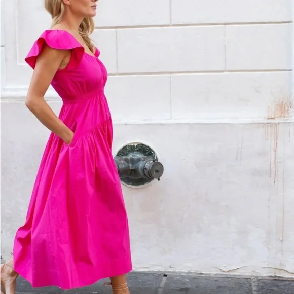 knee length dresses for ladies Elegant Women Pleated Mid-Length Dress